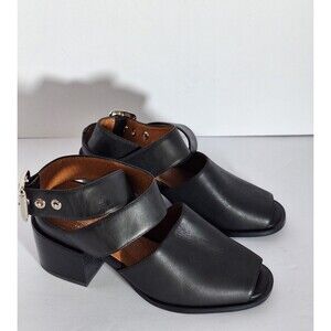 Jeffery Campbell x Free People Mary Jane Sandals Sz 6 Peep Toe Block Heel Black